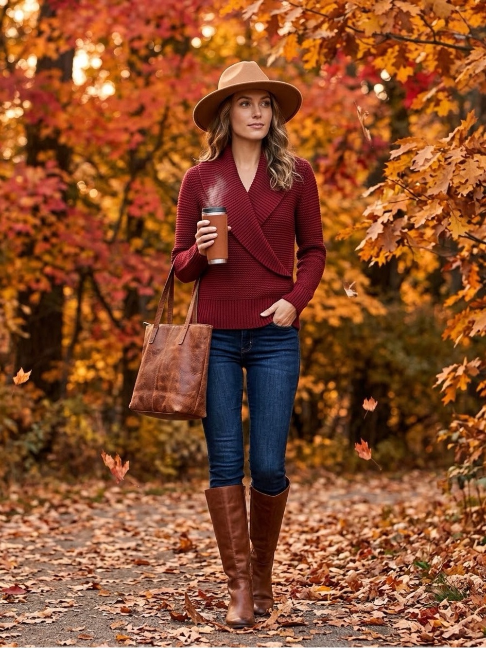 Talbots Burgundy Ribbed V-Neck Wrap Sweater